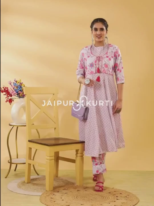 Buy Jaipur Kurti Purple Cotton Printed Angrakha Kurta for Women's Online @  Tata CLiQ